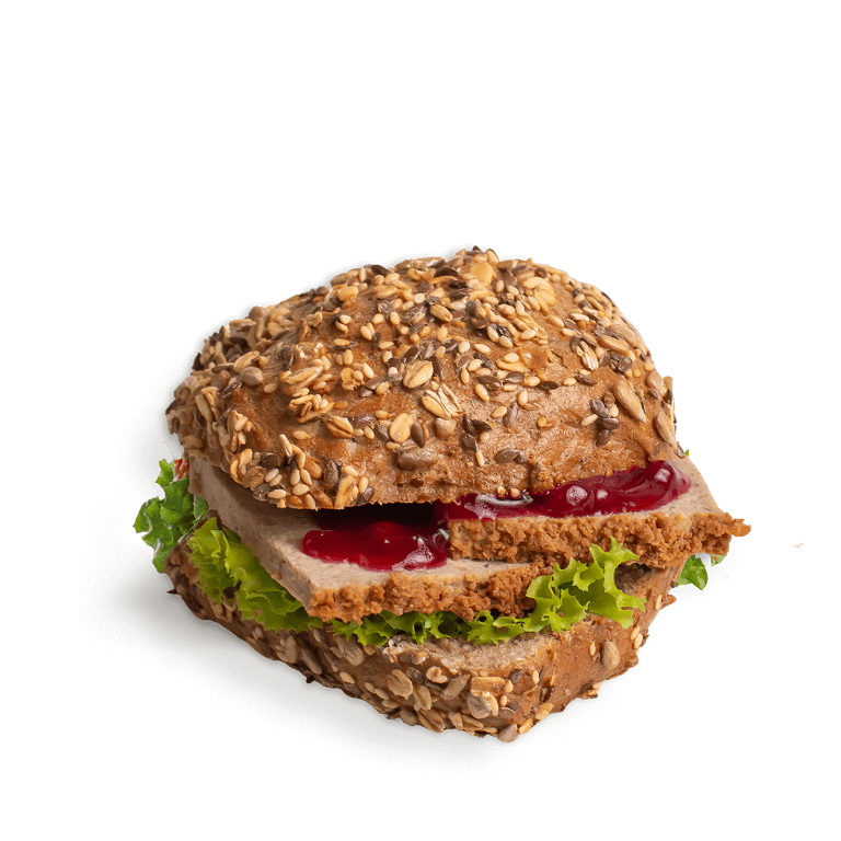 Muesli roll with pâté and cranberries