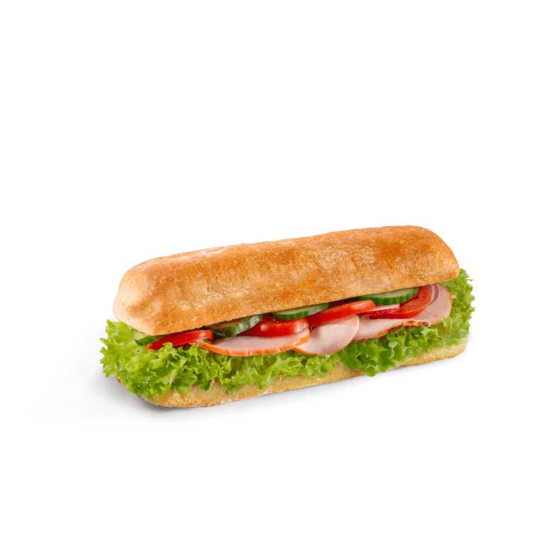 Chrupiąca ciabatta z delikatną szynką wieprzową, sałatą i dodatkami warzywnymi. Klasyczna kanapka w wersji premium, idealna na lunch.

 